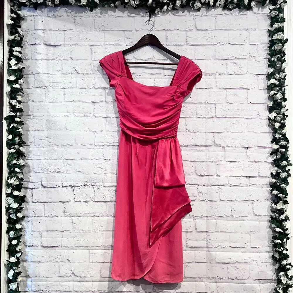 Victor Costa Pink Size 8 Sleeveles Midi‎ Cocktail Dress Lined Wrap Formal Gown